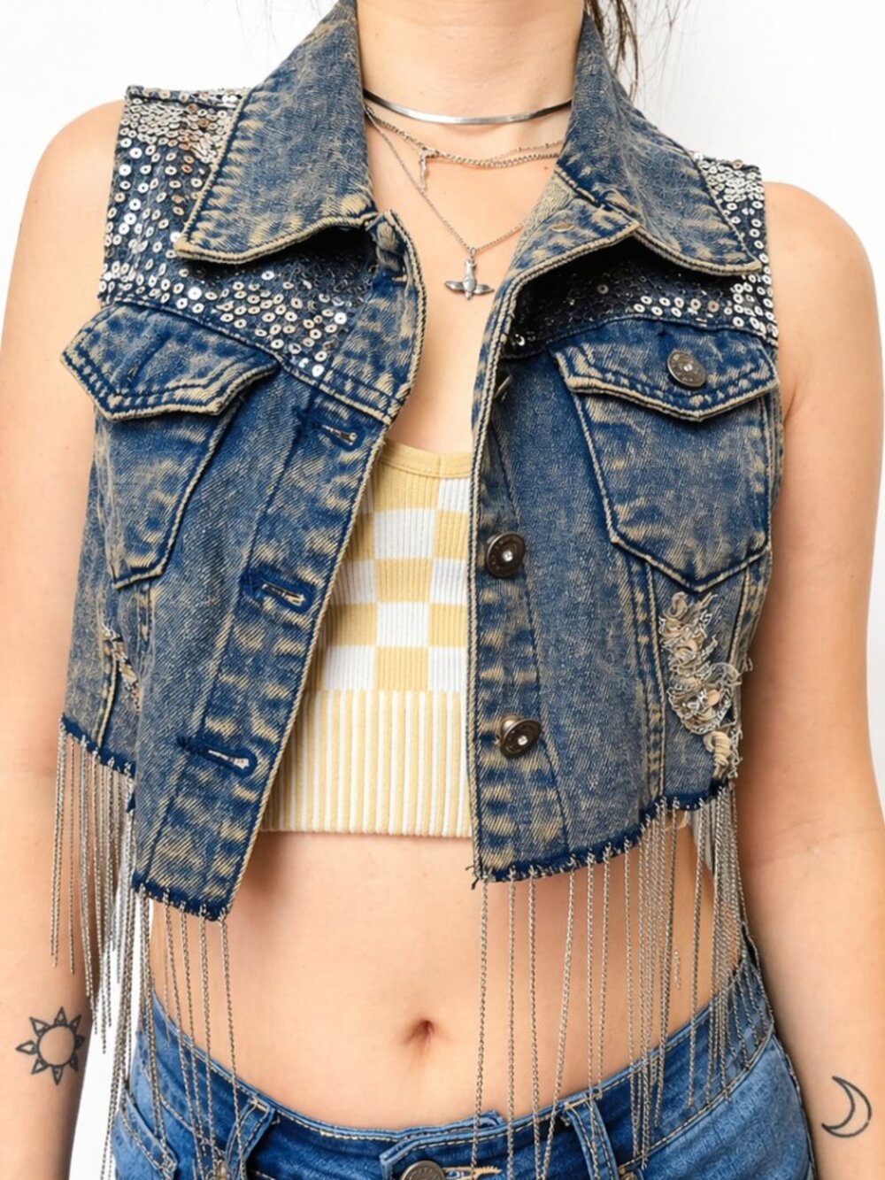 VINTAGE Cropped Denim Vest